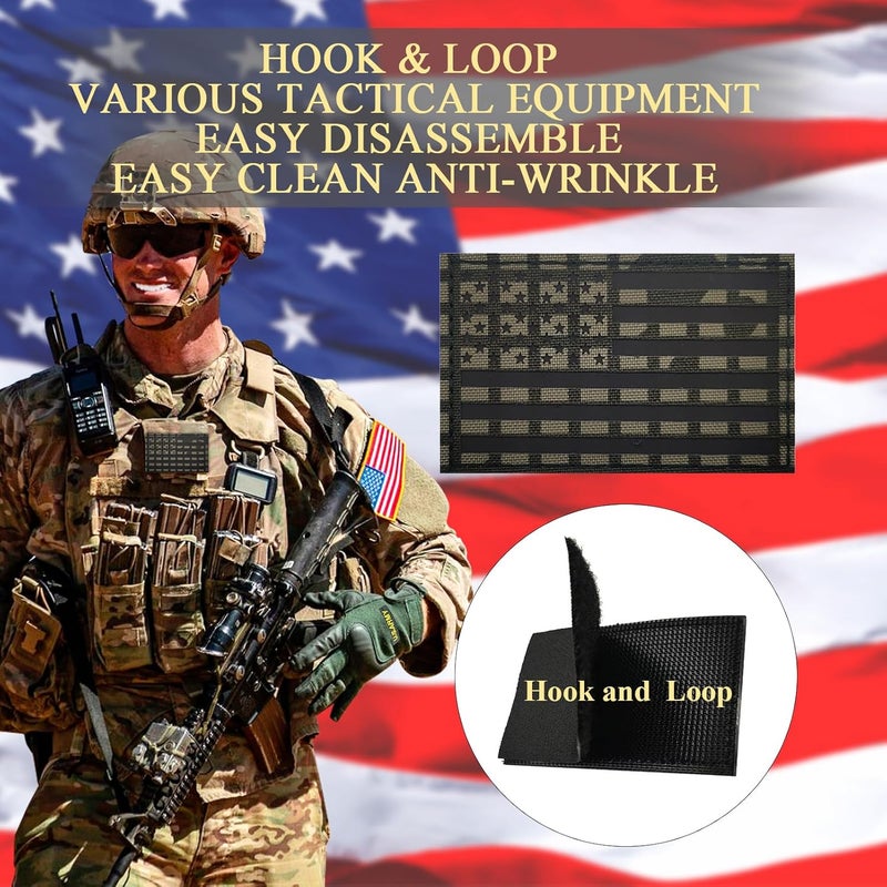MWOOT 2PCS America American Flag Patches IR Infrared Reflective Patch Laser Cut Patch Regular and Reverse Hook and Loop(3x2 Inch Desert Night Camo) - Image 5